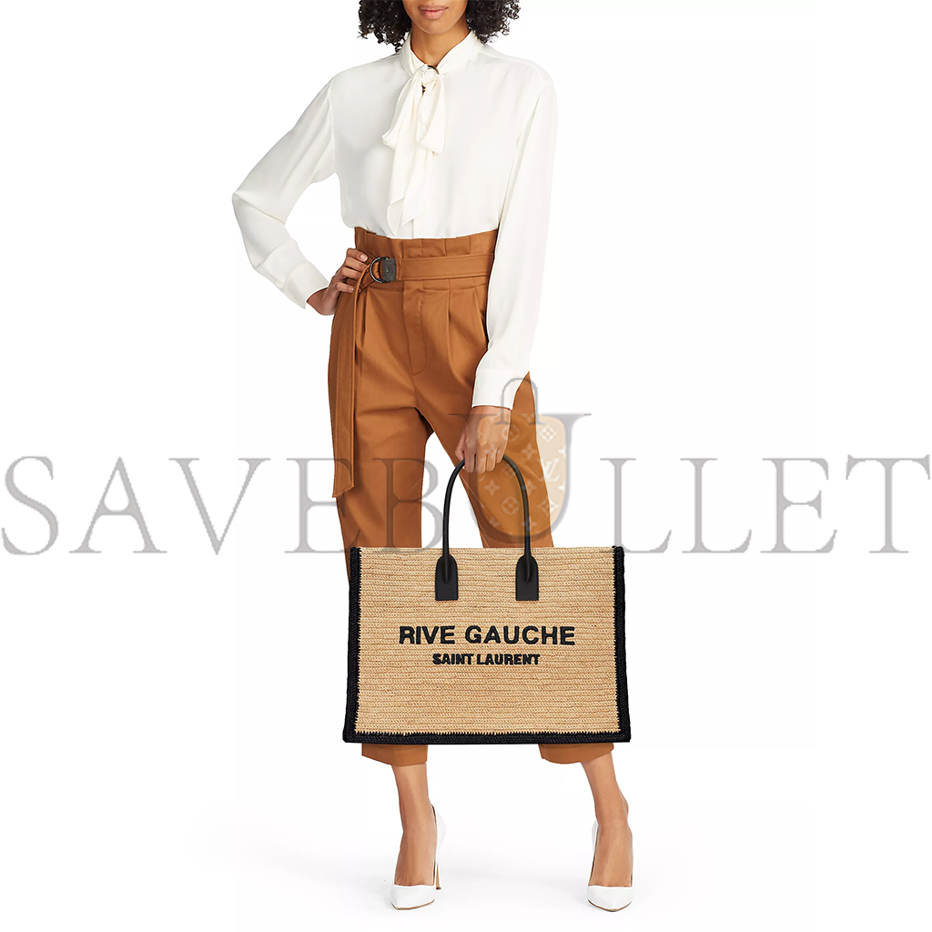 Y*L rive gauche tote bag in raffia and leather 0400018758643 (48*36*16cm)